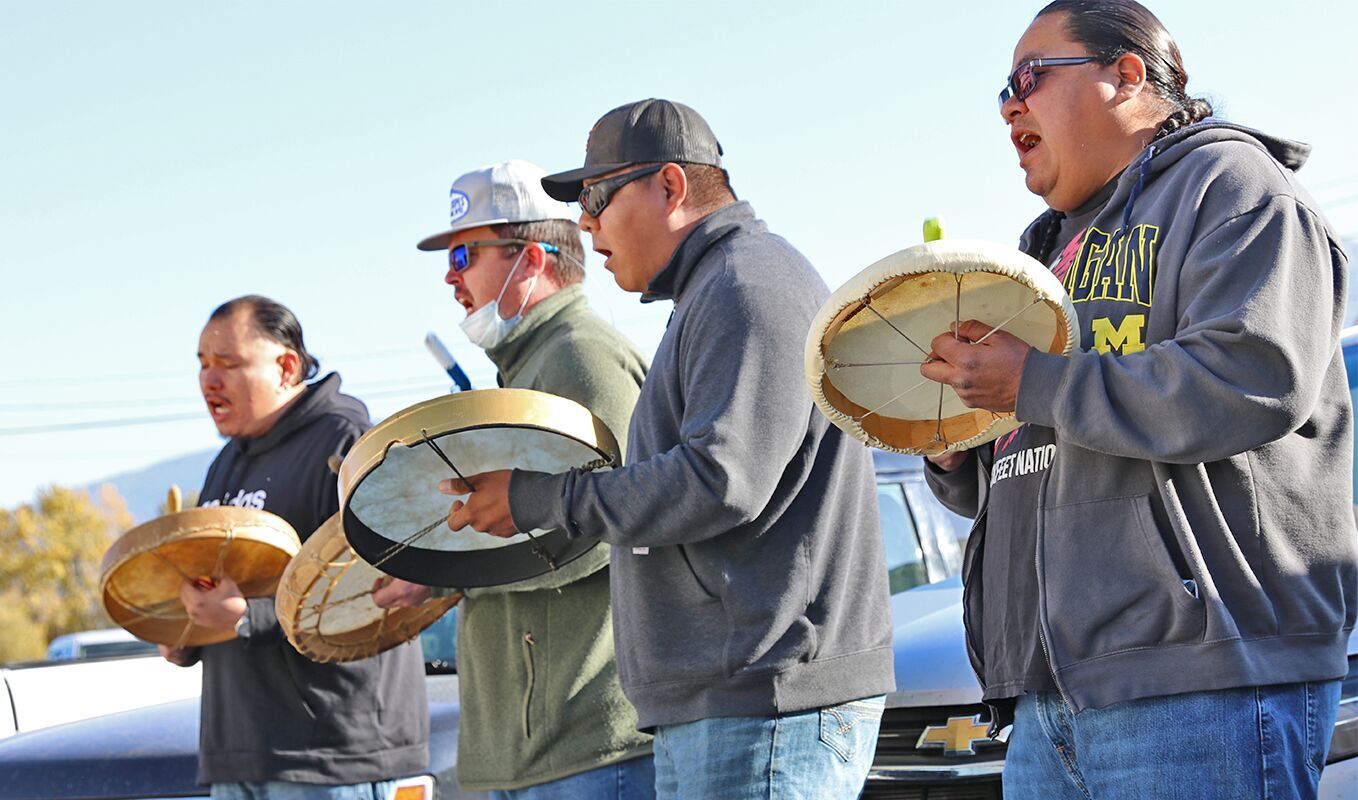 Blackfeet Nation hand drum group sings an Honor Song